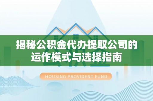 乐安揭秘公积金代办提取公司的运作模式与选择指南