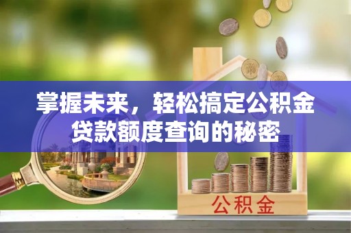 乐安掌握未来，轻松搞定公积金贷款额度查询的秘密