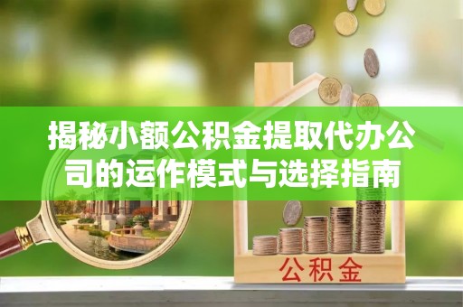 乐安揭秘小额公积金提取代办公司的运作模式与选择指南