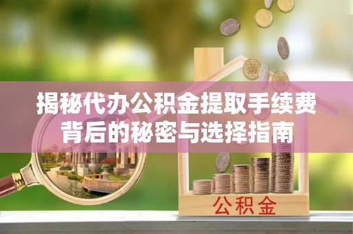 乐安揭秘代办公积金提取手续费背后的秘密与选择指南