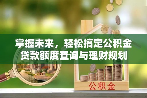 乐安掌握未来，轻松搞定公积金贷款额度查询与理财规划