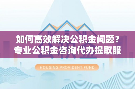 乐安如何高效解决公积金问题？专业公积金咨询代办提取服务来帮你